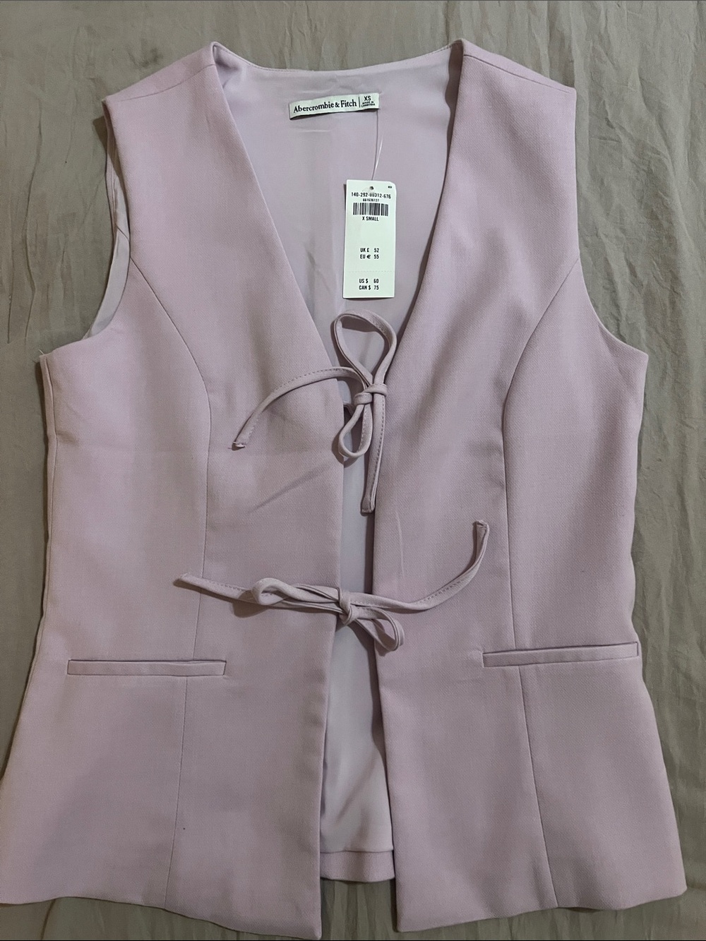 Abercrombie & Fitch Women's Sleeveless Tie-Front Vest - Dusty Pink